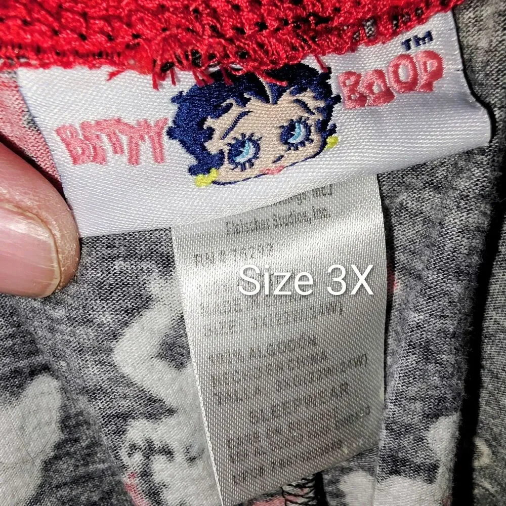 BETTY BOOP 2012 Y2K Sz 3X Black AOP Print Drawstring Crop Pajama Lounge Pants
